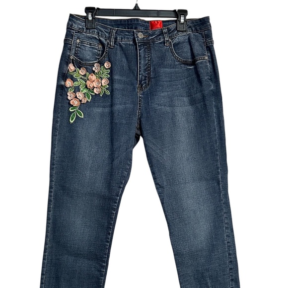 V Cristina jeans with pink flowers appliqué - size 12 - Picture 1 of 9